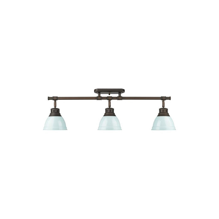 Golden Duncan 3-Light Semi-Flush, Rubbed Bronze/Seafoam - 3602-3SFRBZ-SF