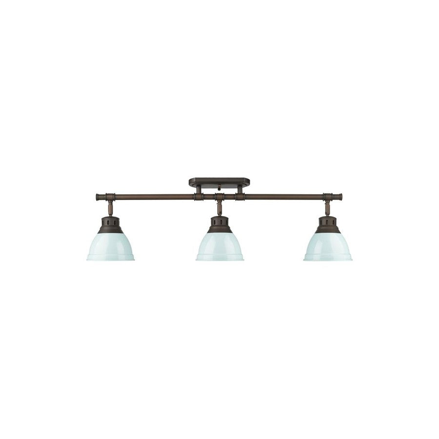Golden Duncan 3-Light Semi-Flush, Rubbed Bronze/Seafoam - 3602-3SFRBZ-SF