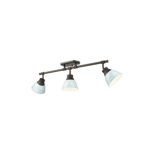 Golden Duncan 3-Light Semi-Flush, Rubbed Bronze/Seafoam