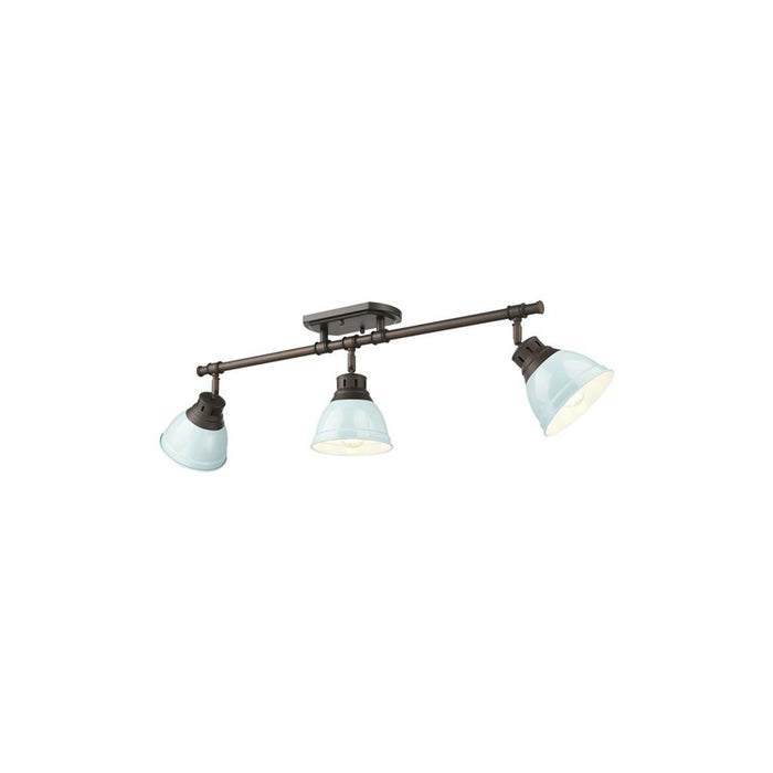 Golden Duncan 3-Light Semi-Flush, Rubbed Bronze/Seafoam