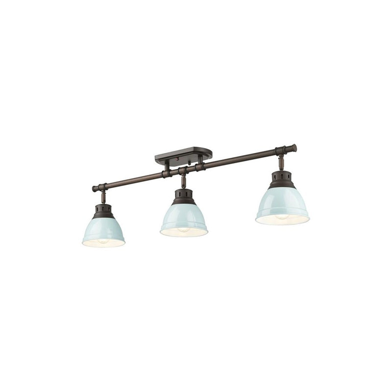 Golden Duncan 3-Light Semi-Flush, Rubbed Bronze/Seafoam