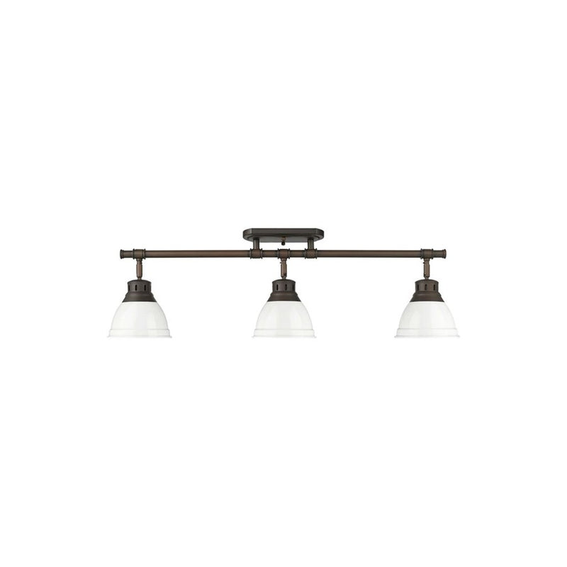 Golden Lighting Duncan 3-Light Semi-Flush, Rubbed Bronze/White - 3602-3SFRBZ-WH