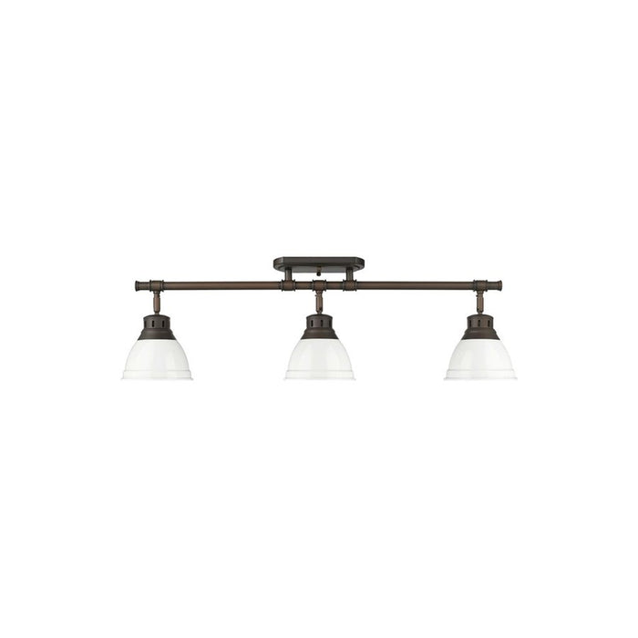 Golden Lighting Duncan 3-Light Semi-Flush, Rubbed Bronze/White - 3602-3SFRBZ-WH