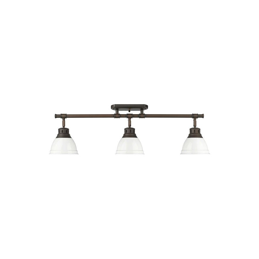 Golden Lighting Duncan 3-Light Semi-Flush, Rubbed Bronze/White - 3602-3SFRBZ-WH