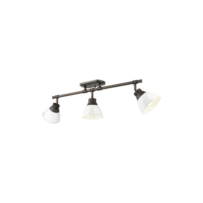 Golden Lighting Duncan 3-Light Semi-Flush, Rubbed Bronze/White