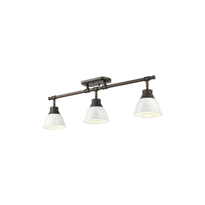 Golden Lighting Duncan 3-Light Semi-Flush, Rubbed Bronze/White