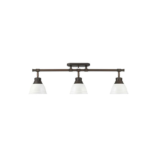 Golden Duncan 3-Light Semi-Flush, Rubbed Bronze/Matte White - 3602-3SFRBZ-WHT