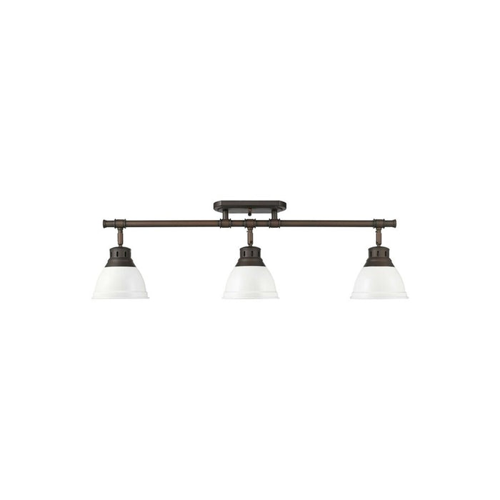 Golden Duncan 3-Light Semi-Flush, Rubbed Bronze/Matte White - 3602-3SFRBZ-WHT