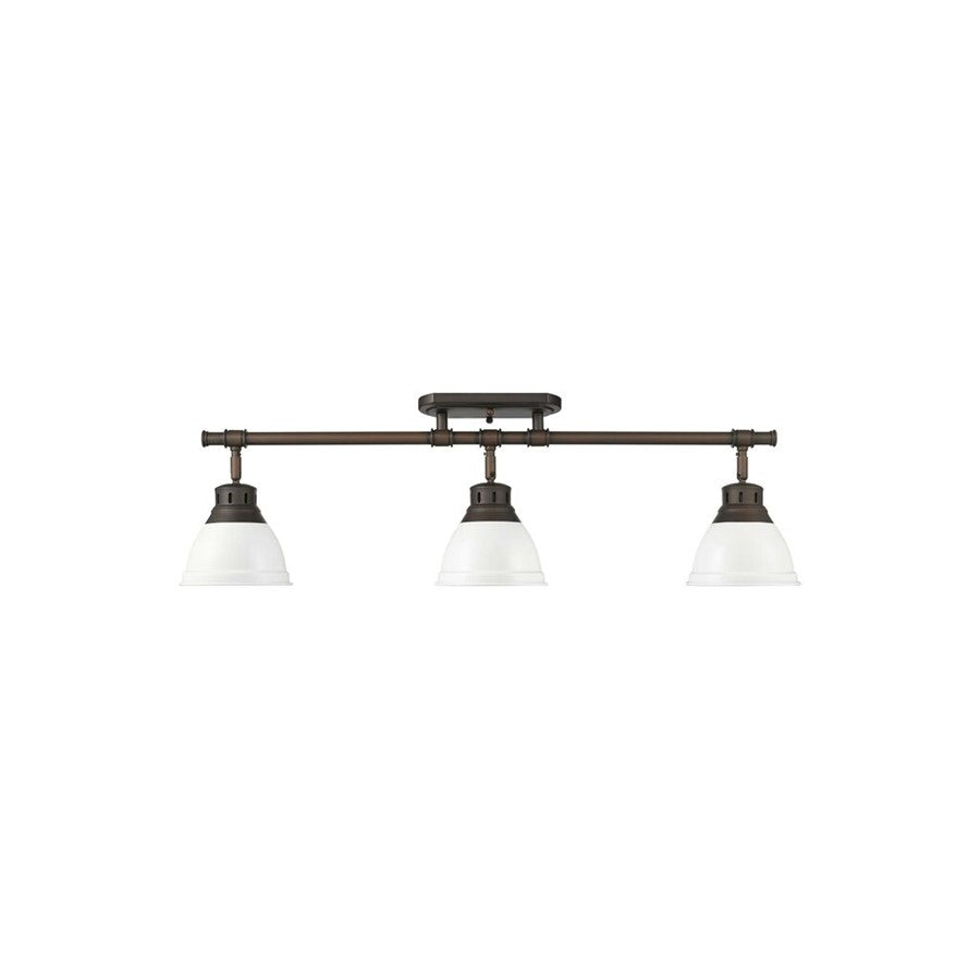 Golden Duncan 3-Light Semi-Flush, Rubbed Bronze/Matte White - 3602-3SFRBZ-WHT