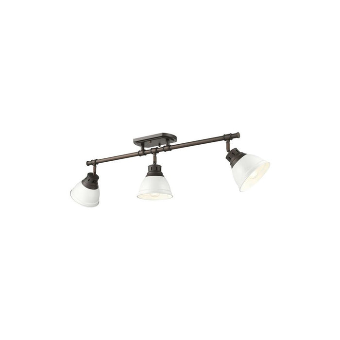 Golden Duncan 3-Light Semi-Flush, Rubbed Bronze/Matte White