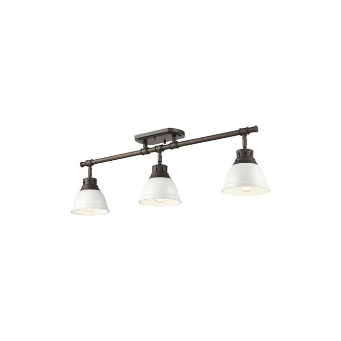 Golden Duncan 3-Light Semi-Flush, Rubbed Bronze/Matte White