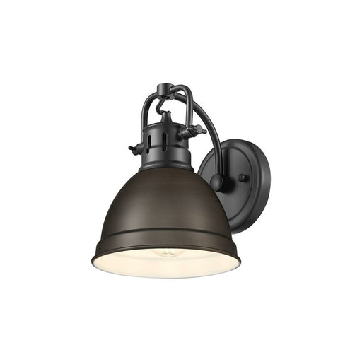 Golden Duncan 1-Light Vanity Light, Matte Black/Rubbed Bronze