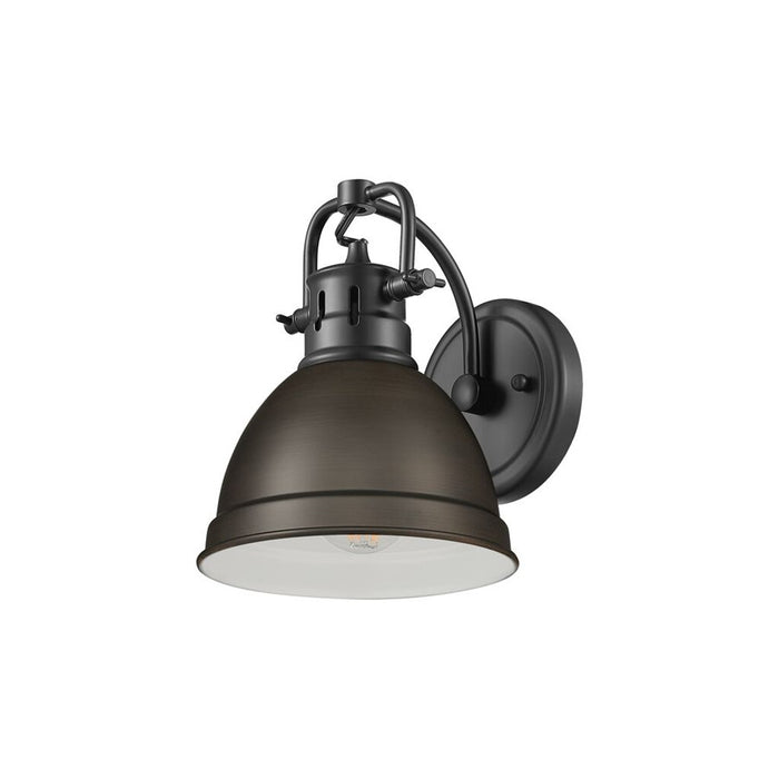 Golden Duncan 1-Light Vanity Light, Matte Black/Rubbed Bronze