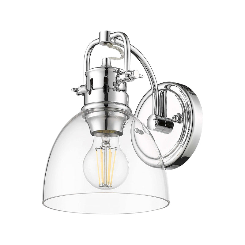 Golden Lighting Duncan 6in 1-Light Wall Sconce | Farmhouse Chrome and Clear Glass | Bathroom & Hallway | 6.5 x 8.25 x 8.5 in | Model 3602-BA1 CH-CLR