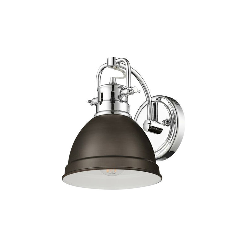 Golden Duncan 1-Light Vanity Light, Chrome/Rubbed Bronze