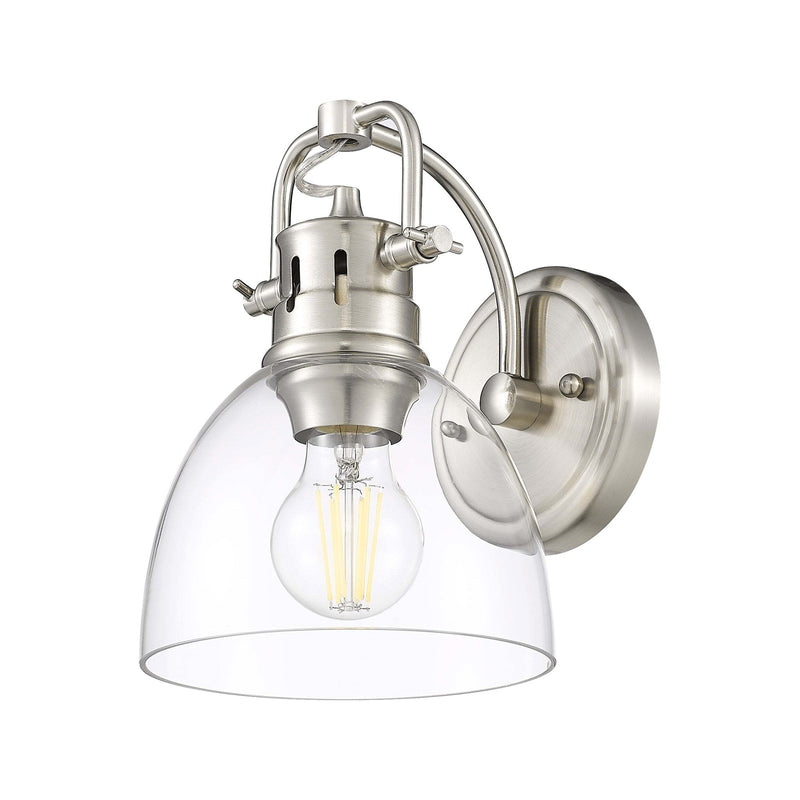 Golden Lighting Duncan 1-Light Wall Sconce | Farmhouse Pewter and Clear Glass | Bathroom & Hallway Vanity Light | Model 3602-BA1 PW-CLR