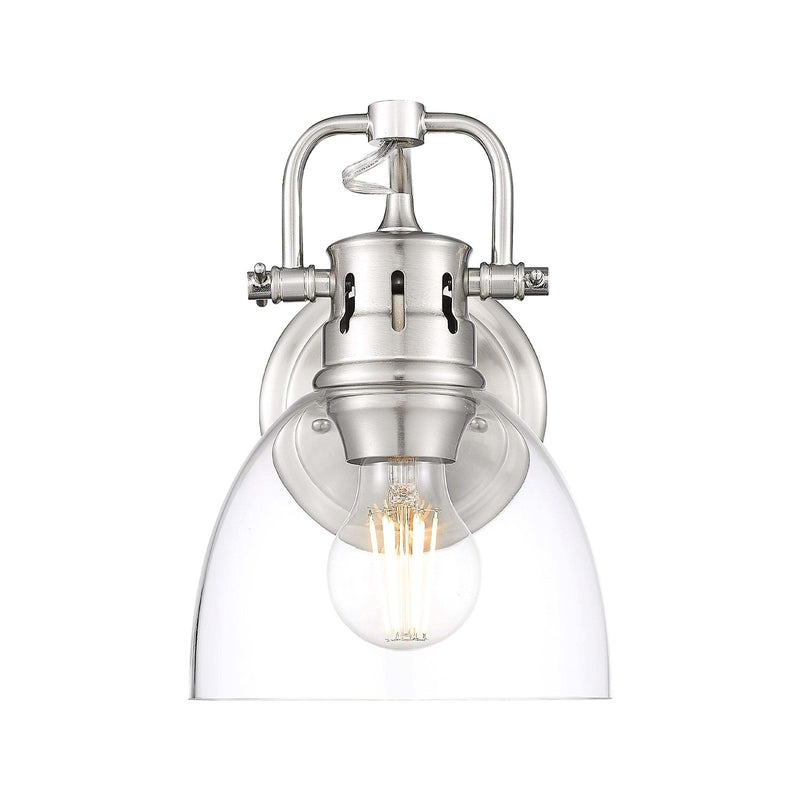 Golden Lighting Duncan 1-Light Wall Sconce | Farmhouse Pewter and Clear Glass | Bathroom & Hallway Vanity Light | Model 3602-BA1 PW-CLR