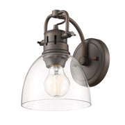 Golden Lighting Duncan 1-Light Wall Sconce | Farmhouse Rubbed Bronze and Clear Glass | Bathroom & Hallway | Model 3602-BA1 RBZ-CLR