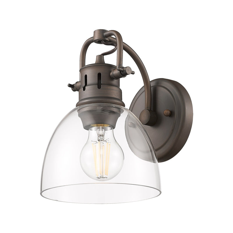 Golden Lighting Duncan 1-Light Wall Sconce | Farmhouse Rubbed Bronze and Clear Glass | Bathroom & Hallway | Model 3602-BA1 RBZ-CLR