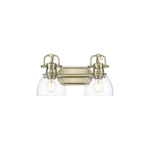 Golden Duncan 2-Light Vanity Light, Aged Brass/Clear Glass - 3602-BA2AB-CLR