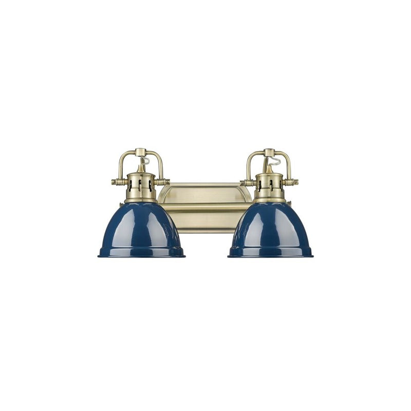 Golden Duncan 2-Light Vanity Light, Aged Brass/Navy Blue - 3602-BA2AB-NVY