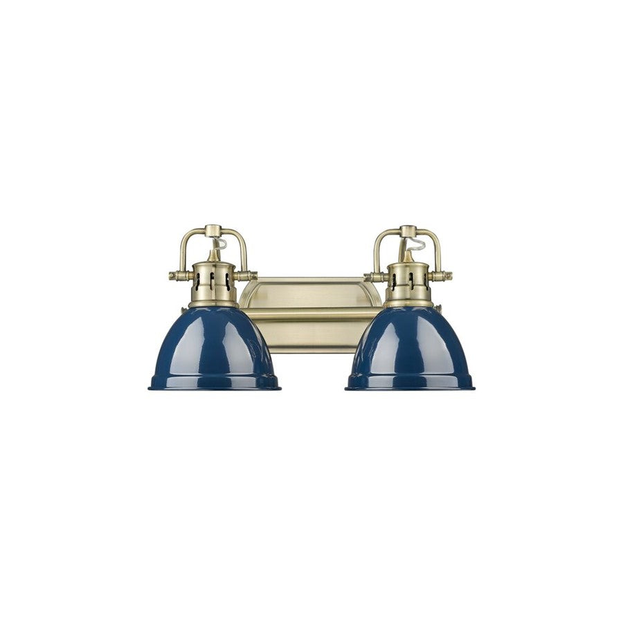Golden Duncan 2-Light Vanity Light, Aged Brass/Navy Blue - 3602-BA2AB-NVY
