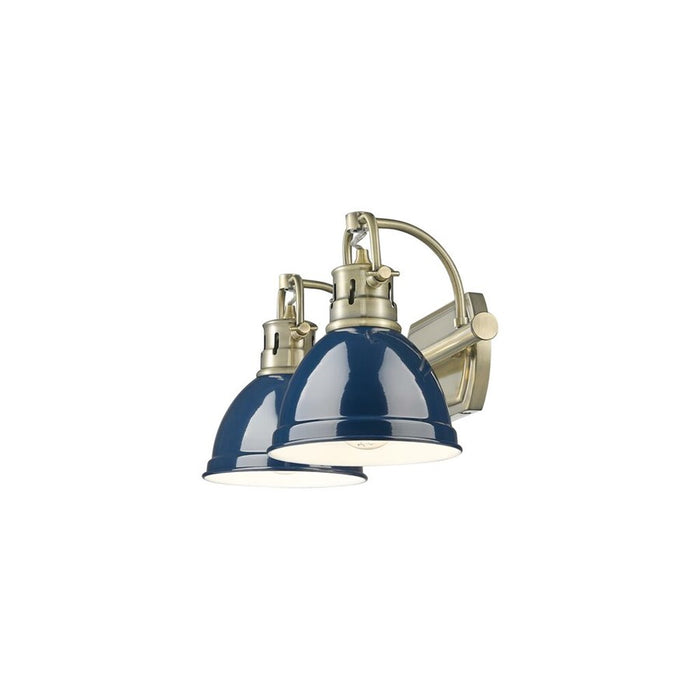 Golden Duncan 2-Light Vanity Light, Aged Brass/Navy Blue