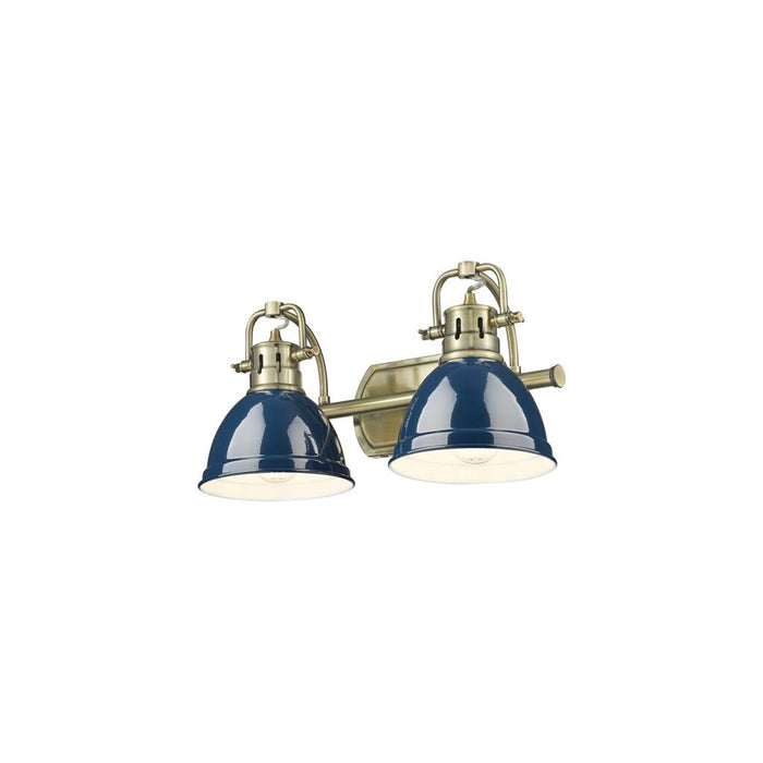 Golden Duncan 2-Light Vanity Light, Aged Brass/Navy Blue