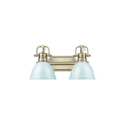 Golden Lighting Duncan 2-Light Vanity Light, Aged Brass/Seafoam - 3602-BA2AB-SF