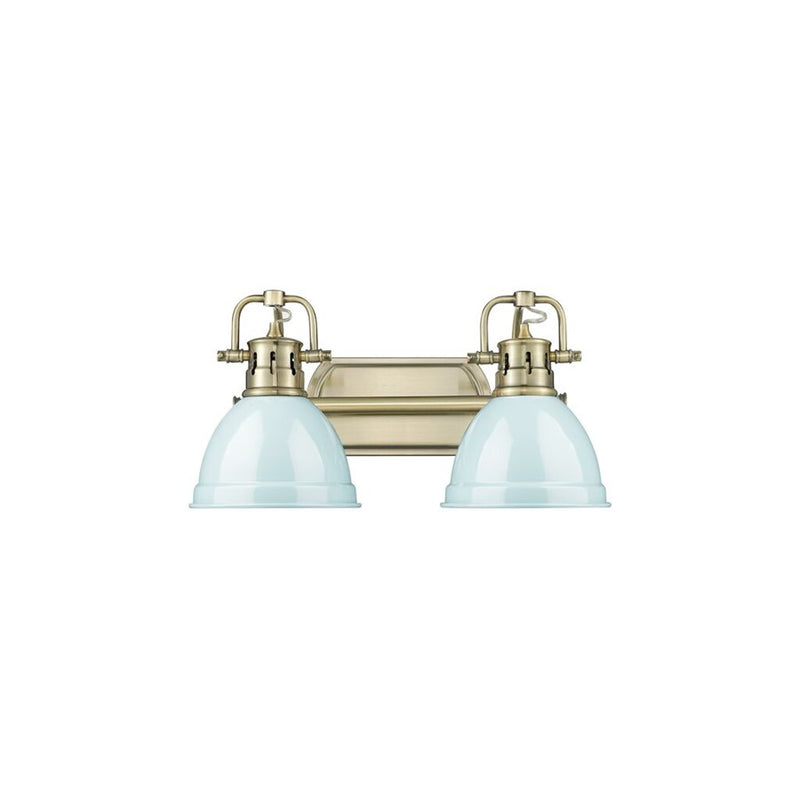 Golden Lighting Duncan 2-Light Vanity Light, Aged Brass/Seafoam - 3602-BA2AB-SF