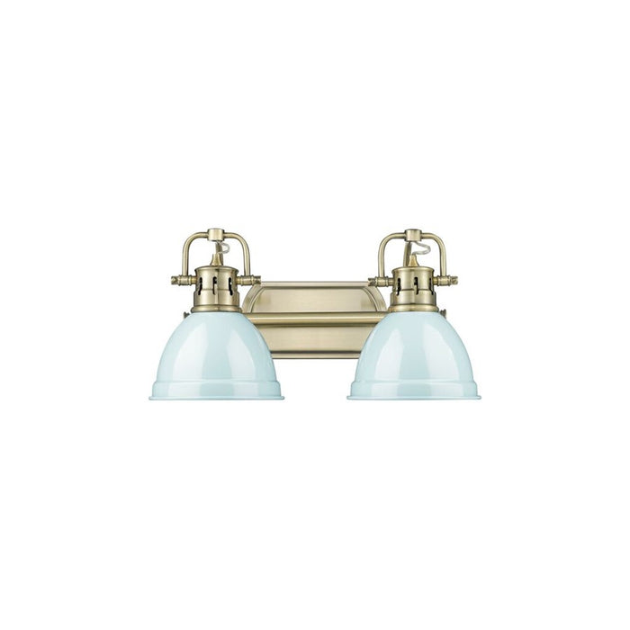 Golden Lighting Duncan 2-Light Vanity Light, Aged Brass/Seafoam - 3602-BA2AB-SF