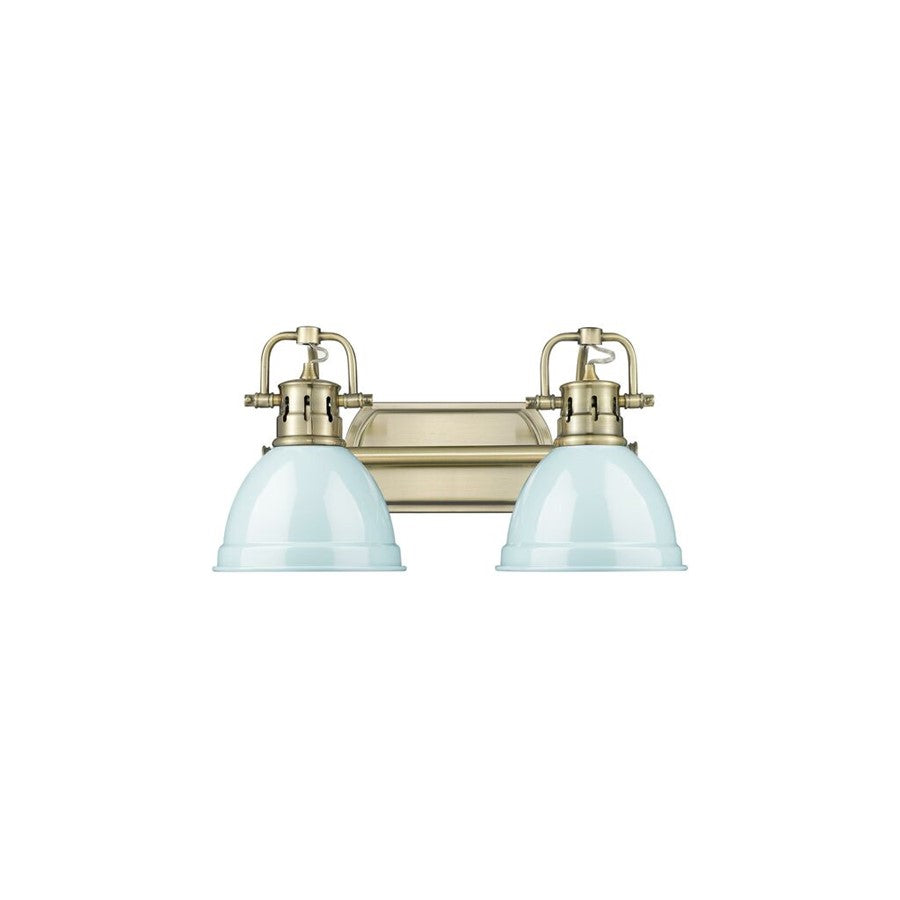 Golden Lighting Duncan 2-Light Vanity Light, Aged Brass/Seafoam - 3602-BA2AB-SF