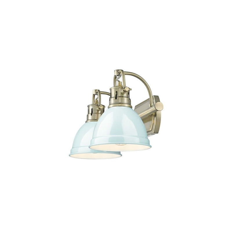 Golden Lighting Duncan 2-Light Vanity Light, Aged Brass/Seafoam