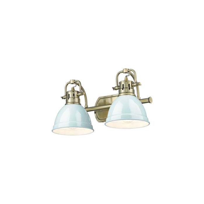 Golden Lighting Duncan 2-Light Vanity Light, Aged Brass/Seafoam