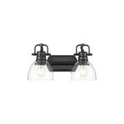Golden Duncan 2-Light Vanity Light, Matte Black/Clear Glass - 3602-BA2BLK-CLR