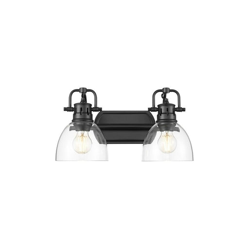 Golden Duncan 2-Light Vanity Light, Matte Black/Clear Glass - 3602-BA2BLK-CLR
