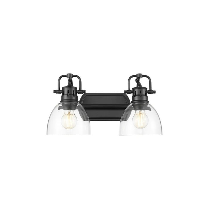Golden Duncan 2-Light Vanity Light, Matte Black/Clear Glass - 3602-BA2BLK-CLR