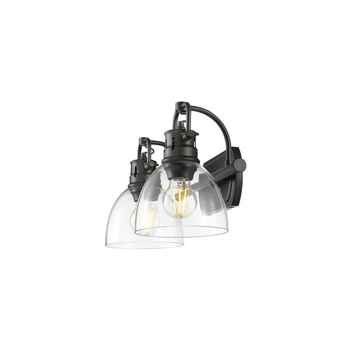 Golden Duncan 2-Light Vanity Light, Matte Black/Clear Glass