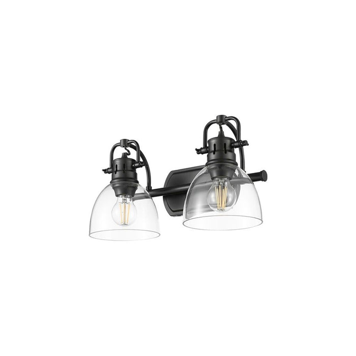 Golden Duncan 2-Light Vanity Light, Matte Black/Clear Glass