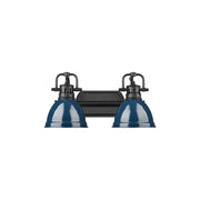 Golden Duncan 2-Light Vanity Light, Matte Black/Navy Blue - 3602-BA2BLK-NVY