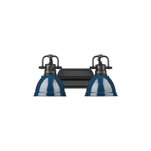 Golden Duncan 2-Light Vanity Light, Matte Black/Navy Blue - 3602-BA2BLK-NVY