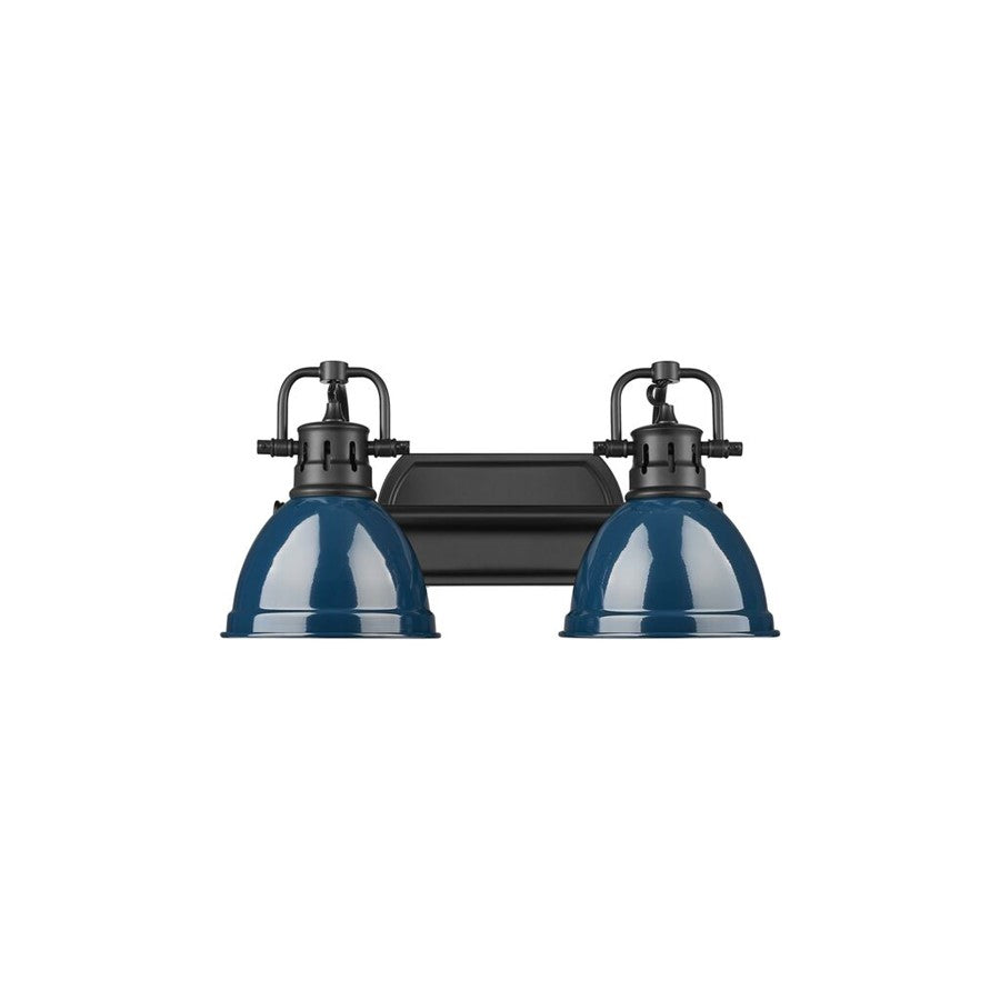 Golden Duncan 2-Light Vanity Light, Matte Black/Navy Blue - 3602-BA2BLK-NVY