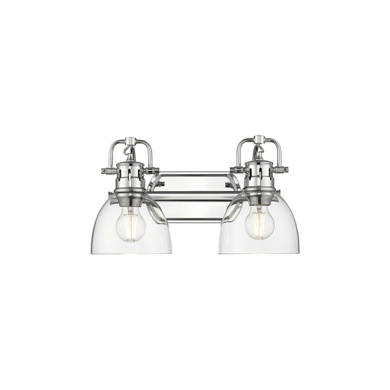 Golden Lighting Duncan 2-Light Vanity Light, Chrome/Clear Glass - 3602-BA2CH-CLR