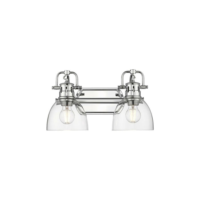 Golden Lighting Duncan 2-Light Vanity Light, Chrome/Clear Glass - 3602-BA2CH-CLR