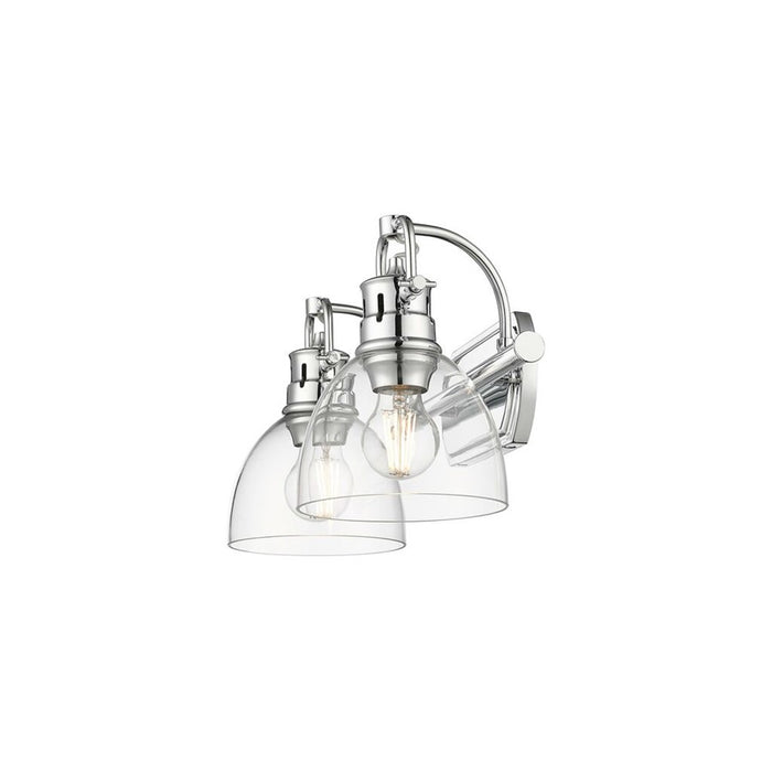 Golden Lighting Duncan 2-Light Vanity Light, Chrome/Clear Glass