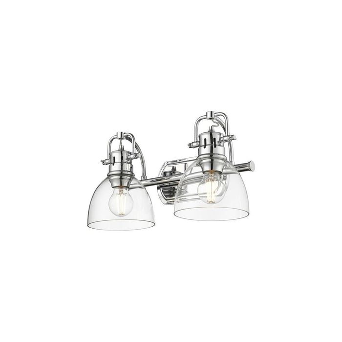 Golden Lighting Duncan 2-Light Vanity Light, Chrome/Clear Glass
