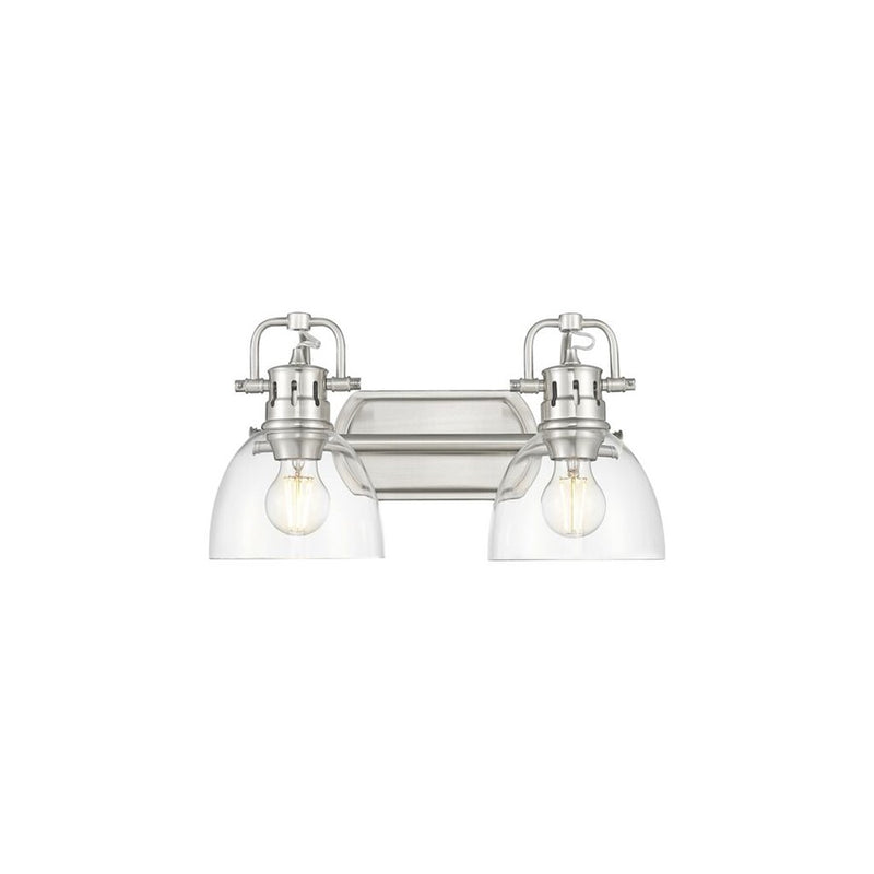 Golden Lighting Duncan 2-Light Vanity Light, Pewter/Clear Glass - 3602-BA2PW-CLR