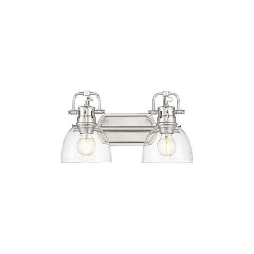 Golden Lighting Duncan 2-Light Vanity Light, Pewter/Clear Glass - 3602-BA2PW-CLR