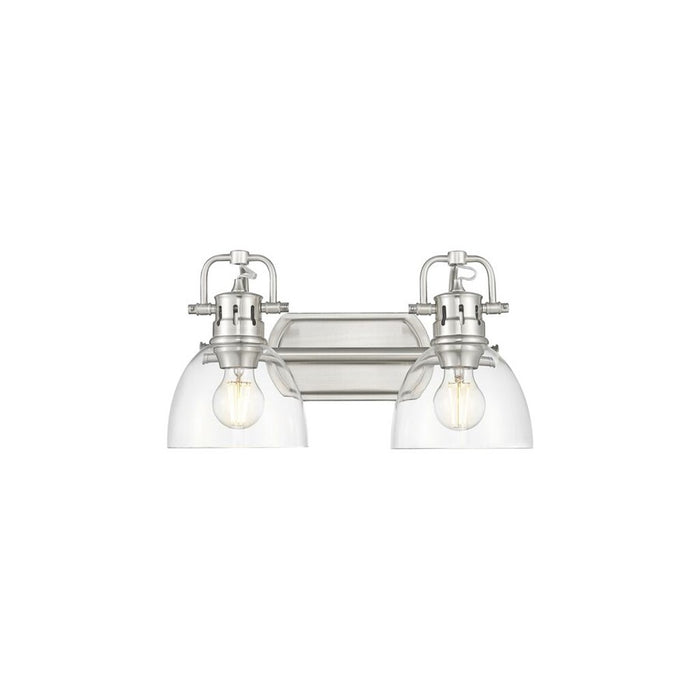 Golden Lighting Duncan 2-Light Vanity Light, Pewter/Clear Glass - 3602-BA2PW-CLR