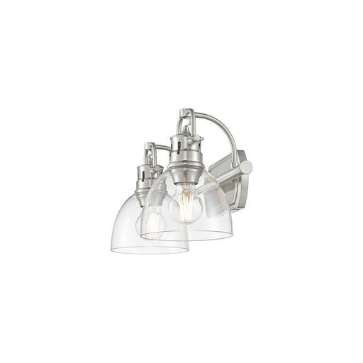 Golden Lighting Duncan 2-Light Vanity Light, Pewter/Clear Glass
